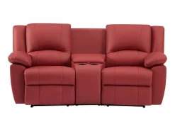 Vente-unique Sofá reclinable AROMA de 3 y 2 plazas en piel de vacuno roja