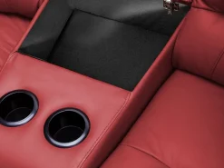 Clearance Sofá reclinable de 2 plazas AROMA en piel de vacuno roja Sofá Relax