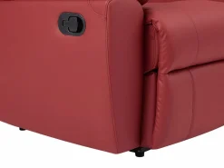Clearance Sofá reclinable de 2 plazas AROMA en piel de vacuno roja Sofá Relax