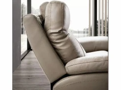 Clearance Sofá reclinable eléctrico de cuero Ducka-Marrón claro-Sistema Eléctrico-2 plazas Sofá Relax