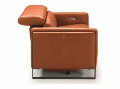 Outlet Sofá reclinable eléctrico de cuero Kinston-Marrón avellana-Sillón reclinable eléctrico de 3 plazas Sofá Relax