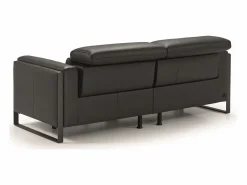 Outlet Sofá reclinable eléctrico de cuero Kinston-Marrón avellana-Sillón reclinable eléctrico de 3 plazas Sofá Relax