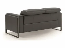 Les Tendances Sofá reclinable eléctrico de cuero Kinston-Gris oscuro-2 asientos fijos
