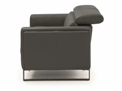 Les Tendances Sofá reclinable eléctrico de cuero Kinston-Gris oscuro-2 asientos fijos