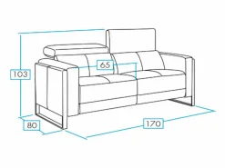 Les Tendances Sofá reclinable eléctrico de cuero Kinston-Gris oscuro-2 asientos fijos