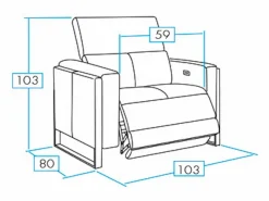 Les Tendances Sofá reclinable eléctrico de cuero Kinston-Gris oscuro-2 asientos fijos