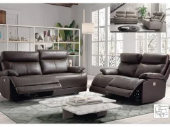 Clearance Les Tendances Sofá reclinable eléctrico de cuero Ducka-Marrón claro-Sistema Fijo - sin relajante-2 plazas Marru00f3n