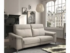 Les Tendances Sofá reclinable eléctrico de microfibra Kuiza-Color claro-Número de plazas Sillón reclinable eléctrico de 3 plazas