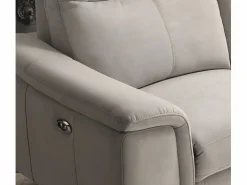 Les Tendances Sofá reclinable eléctrico de microfibra Kuiza-Color claro-Número de plazas Sillón reclinable eléctrico de 3 plazas