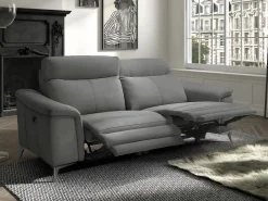Les Tendances Sofá reclinable eléctrico de microfibra Kuiza-Color claro-Número de plazas Sillón reclinable eléctrico de 3 plazas