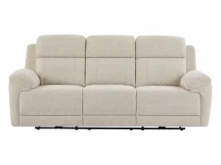 Vente-unique Sofá reclinable eléctrico de 3 plazas con mesa de tela de color KELUNO Beige