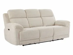 Vente-unique Sofá reclinable eléctrico de 3 plazas con mesa de tela de color KELUNO Beige