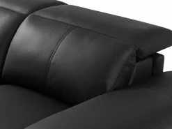 Discount Sofá reclinable eléctrico de esquina izquierda PUNO II en piel de vacuno negra Sofá Relax