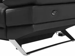 Discount Sofá reclinable eléctrico de esquina izquierda PUNO II en piel de vacuno negra Sofá Relax