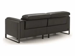 Best Sofá reclinable eléctrico de cuero Kinston-Gris oscuro-Sillón reclinable eléctrico de 3 plazas Sofá Relax