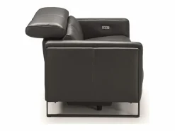 Best Sofá reclinable eléctrico de cuero Kinston-Gris oscuro-Sillón reclinable eléctrico de 3 plazas Sofá Relax