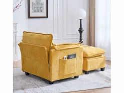 Sofá recto - Sofá con bolsillos laterales y reposapiés con espacio de almacenamiento - para sala de estar y dormitorio Sofá Relax