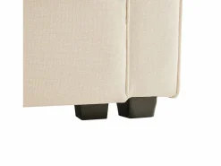 Sofá recto de 4 plazas con consola - 2 portavasos y USB - bolsillos laterales y 4 almohadas - tejido de lino