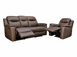 Sale Sofá relax 3+1 plazas de piel color marrón EVASION Conjunto Sofá Y Sillón