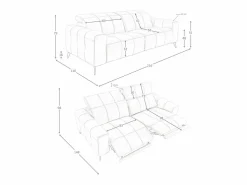 Best Angel Cerda Sofá relax 3 plazas piel 6210 Gris