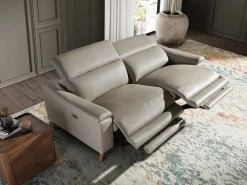 Angel Cerda Sofá relax 3 plazas piel gris taupe 6190