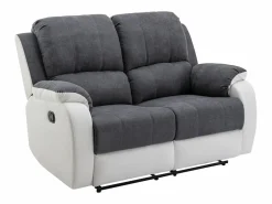 Discount Vente-unique Sofá relax de 2 plazas de microfibra y piel sintética gris y blanco BRODY Gris / Blanco