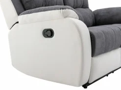 Discount Vente-unique Sofá relax de 2 plazas de microfibra y piel sintética gris y blanco BRODY Gris / Blanco