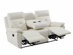 Vente-unique Sofá relax de 3 plazas de piel estilo contemporáneo VINETA Blanco