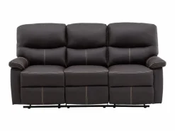 Vente-unique Sofá relax de 3+1 plazas de piel sintética marrón pespuntes beige CANBY
