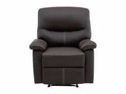 Vente-unique Sofá relax de 3+1 plazas de piel sintética marrón pespuntes beige CANBY