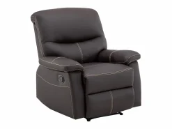 Vente-unique Sofá relax de 3+1 plazas de piel sintética marrón pespuntes beige CANBY