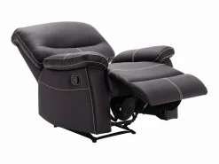 Vente-unique Sofá relax de 3+1 plazas de piel sintética marrón pespuntes beige CANBY