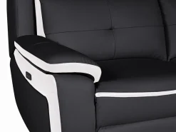 New Vente-unique Sofá relax eléctrico 3+2 piel negro/blanco ANGELIQUE Negro / Blanco