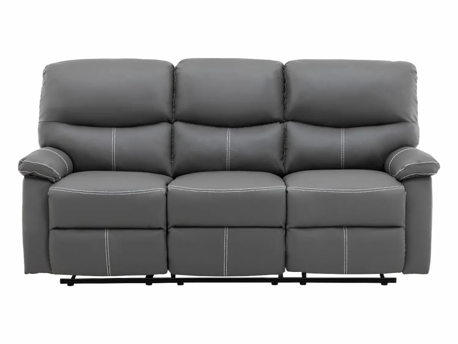 Sale Vente-unique Sofá relax mecánico de 3 plazas de piel sintética CANBY Gris