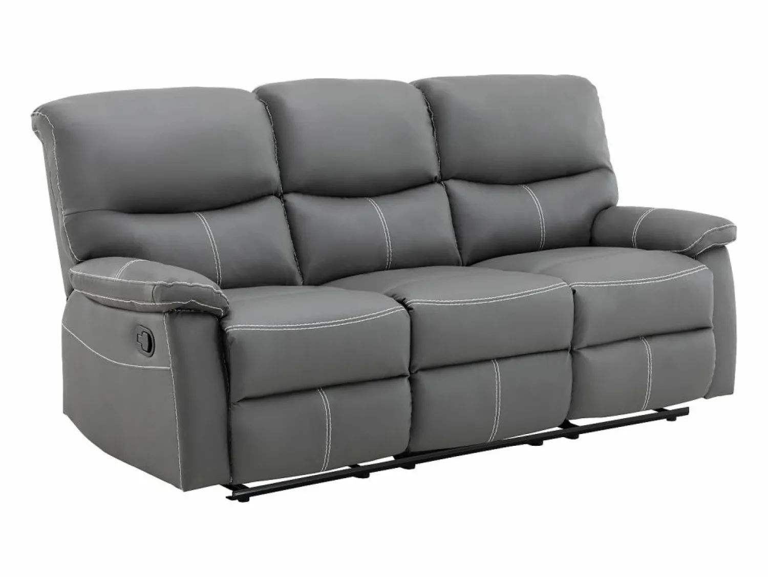 Sale Vente-unique Sofá relax mecánico de 3 plazas de piel sintética CANBY Gris
