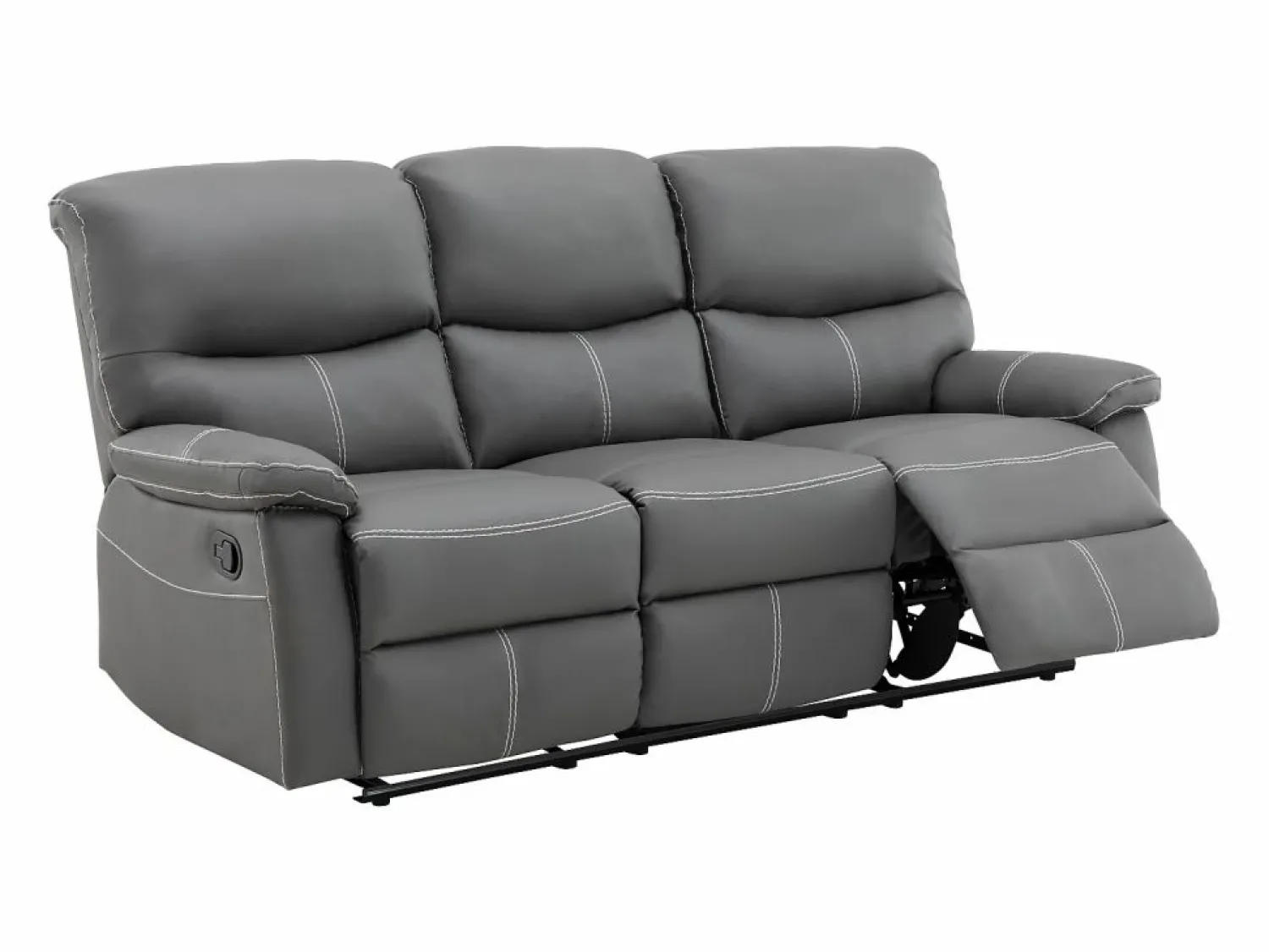 Sale Vente-unique Sofá relax mecánico de 3 plazas de piel sintética CANBY Gris