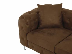 Vente-unique Sofá rinconera chesterfield reversible de microfibra efecto cuero envejecido marrón EDWINA