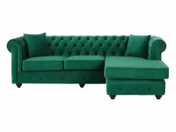 Vente-unique Sofá rinconera chesterfield reversible de terciopelo TOLEDO