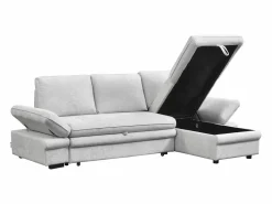 Vente-unique Sofá rinconera convertible y reversible en chenilla claro SIVIARA