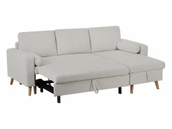 Vente-unique Sofá rinconera convertible y reversible en tela con arcón de almacenaje KORI