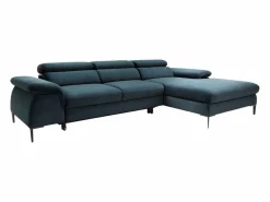 Vente-unique Sofá rinconera convertible de terciopelo azul noche diseño SEPINA