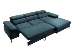 Vente-unique Sofá rinconera convertible de terciopelo azul noche diseño SEPINA
