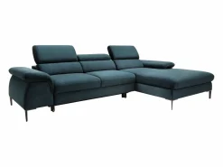 Vente-unique Sofá rinconera convertible de terciopelo azul noche diseño SEPINA