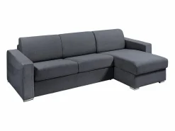 Discount Sofá rinconera de apertura rápida en tela gris antracita - 140 cm - 14 cm - CALITO Sofás Y Sillones