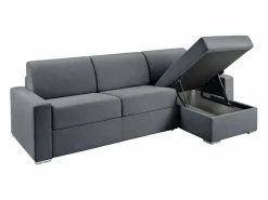 Discount Sofá rinconera de apertura rápida en tela gris antracita - 140 cm - 14 cm - CALITO Sofás Y Sillones