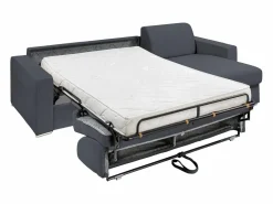 Discount Sofá rinconera de apertura rápida en tela gris antracita - 140 cm - 14 cm - CALITO Sofás Y Sillones