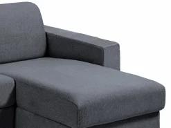 Discount Sofá rinconera de apertura rápida en tela gris antracita - 140 cm - 14 cm - CALITO Sofás Y Sillones