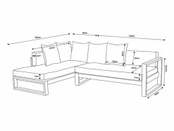 MYLIA Sofá rinconera de jardín modular de aluminio - - MOLOKAI de