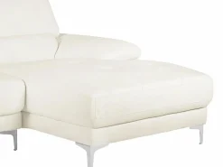 Online LINEA SOFA Sofá rinconera de piel color ángulo derecho SOLANGE Blanco