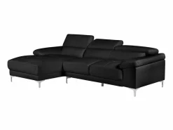 Online LINEA SOFA Sofá rinconera de piel ángulo izquierdo color SOLANGE Negro
